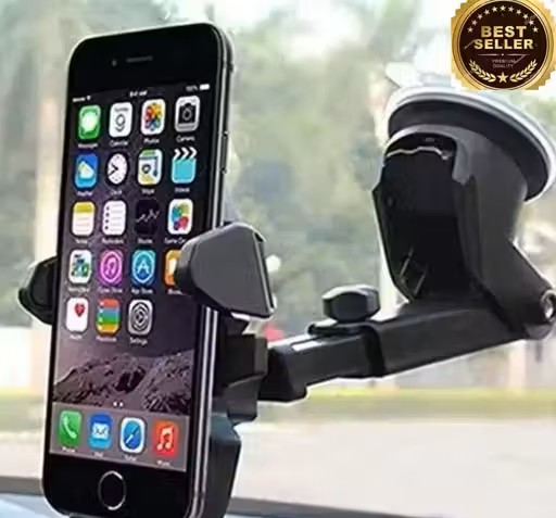 RKM Premium Car Mobile Phone Holder | Telescopic Long Neck Arm with One-Touch Lock, 360° Rotation & Reusable Suction Cup Mount (Dashboard Stand)