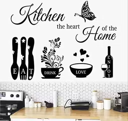 Decorative Kitchen Wall Sticker | PVC Vinyl Food-Themed Adhesive Wall Décor for Home & Café (60 x 83 cm)