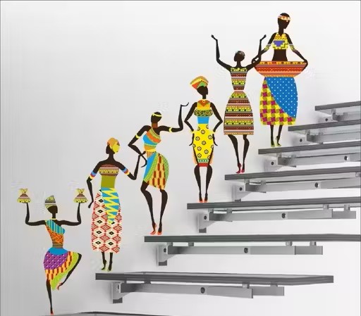 Walltech Tribal Lady Wall Sticker | PVC Vinyl Ethnic Art Décor for Home & Office Walls (60 x 60 cm)