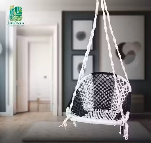 Cozy Cotton Hanging Swing Chair | Indoor & Outdoor Hammock with Cushion for Adults & Kids